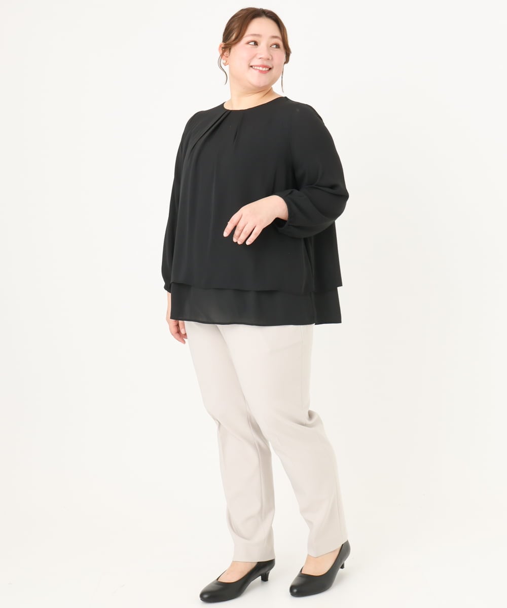 OLBDA07079 eur3(エウルキューブ) 【大きいサイズ/11号サイズあり】2WAYジョーゼットブラウス ブラック(94)