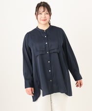 OLBDA09099 eur3(エウルキューブ) 【大きいサイズ】サテンヨークデザインブラウス ネイビー(57)