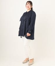 OLBDA09099 eur3(エウルキューブ) 【大きいサイズ】サテンヨークデザインブラウス ネイビー(57)