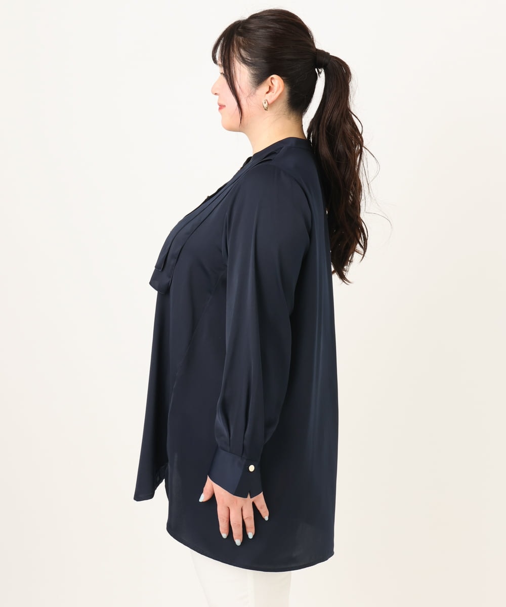 OLBDA09099 eur3(エウルキューブ) 【大きいサイズ】サテンヨークデザインブラウス ネイビー(57)
