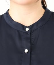 OLBDA09099 eur3(エウルキューブ) 【大きいサイズ】サテンヨークデザインブラウス ネイビー(57)