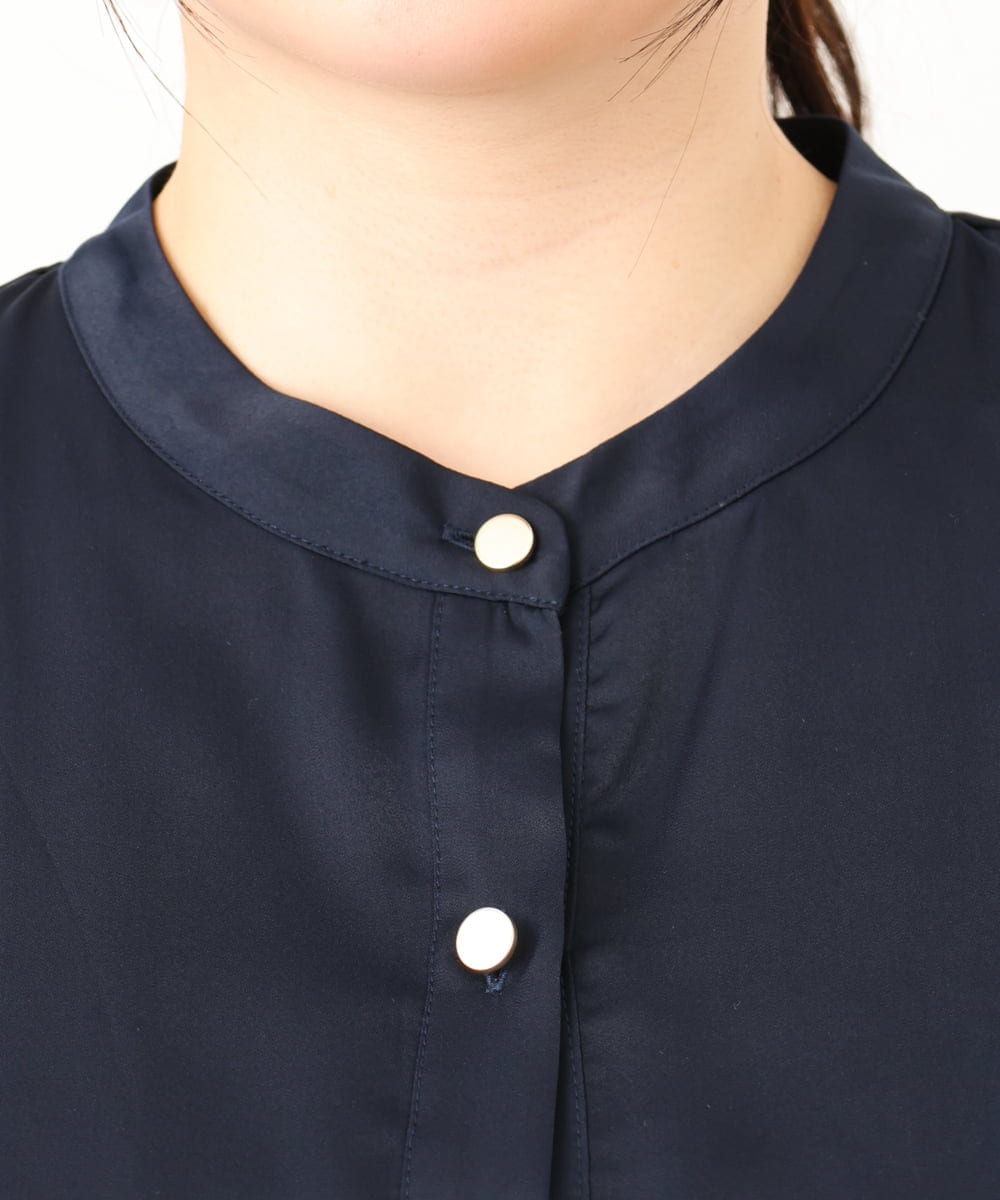 OLBDA09099 eur3(エウルキューブ) 【大きいサイズ】サテンヨークデザインブラウス ネイビー(57)