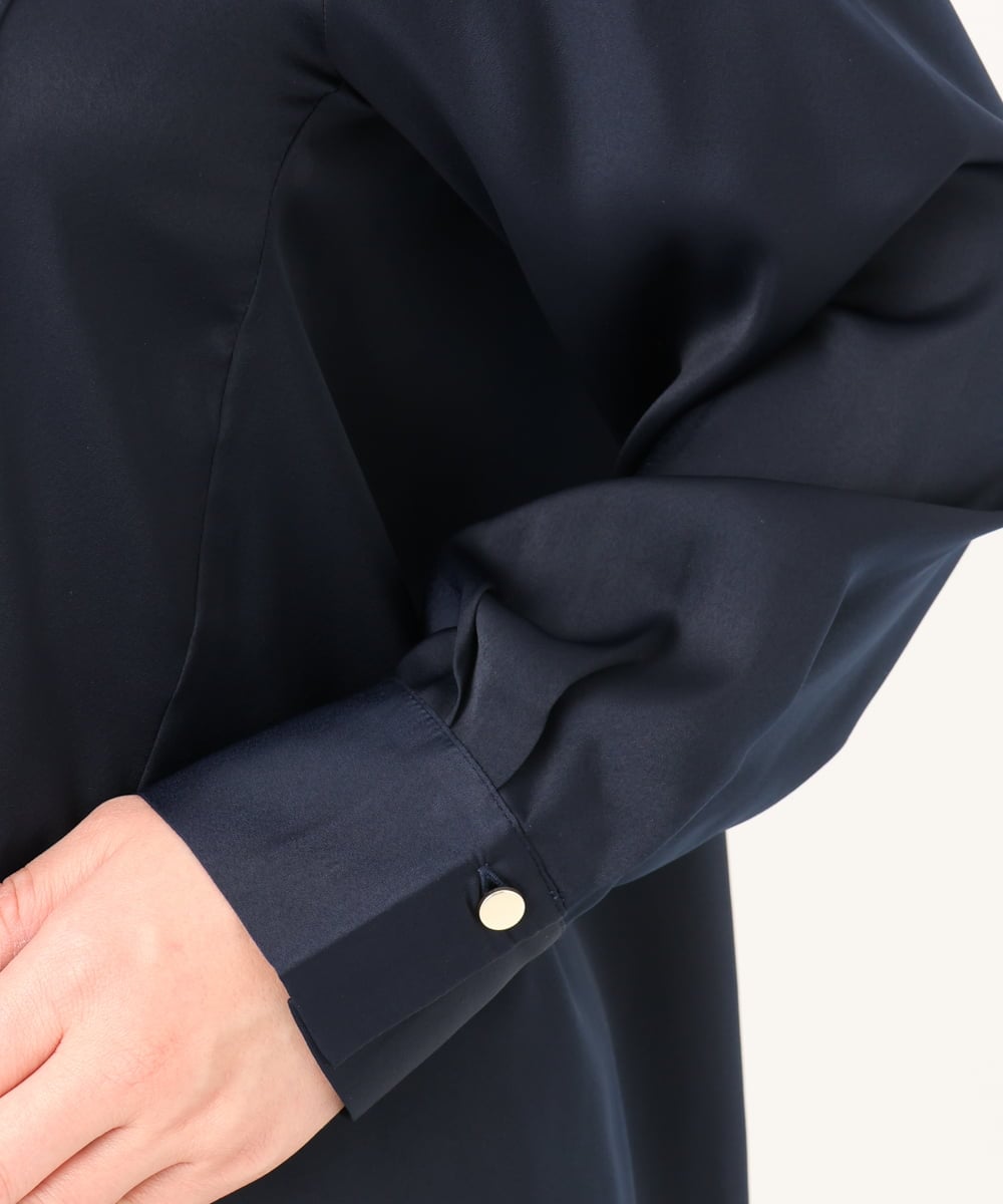 OLBDA09099 eur3(エウルキューブ) 【大きいサイズ】サテンヨークデザインブラウス ネイビー(57)