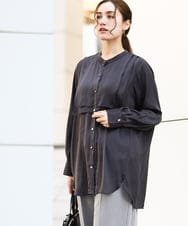 OLBDA09099 eur3(エウルキューブ) 【大きいサイズ】サテンヨークデザインブラウス ダークグレー(93)