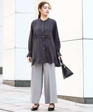 OLBDA09099 eur3(エウルキューブ) 【大きいサイズ】サテンヨークデザインブラウス ダークグレー(93)