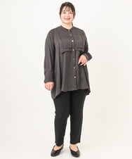 OLBDA09099 eur3(エウルキューブ) 【大きいサイズ】サテンヨークデザインブラウス ダークグレー(93)