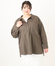 OLBDA11109 eur3(エウルキューブ) 【大きいサイズ】プルオーバーシャツ カーキ(36)