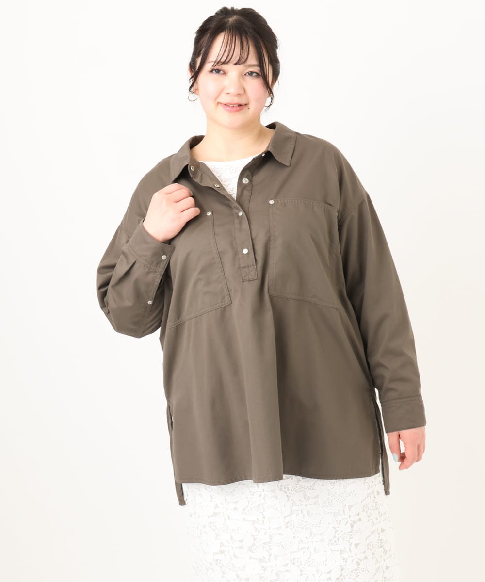 OLBDA11109 eur3(エウルキューブ) 【大きいサイズ】プルオーバーシャツ カーキ(36)