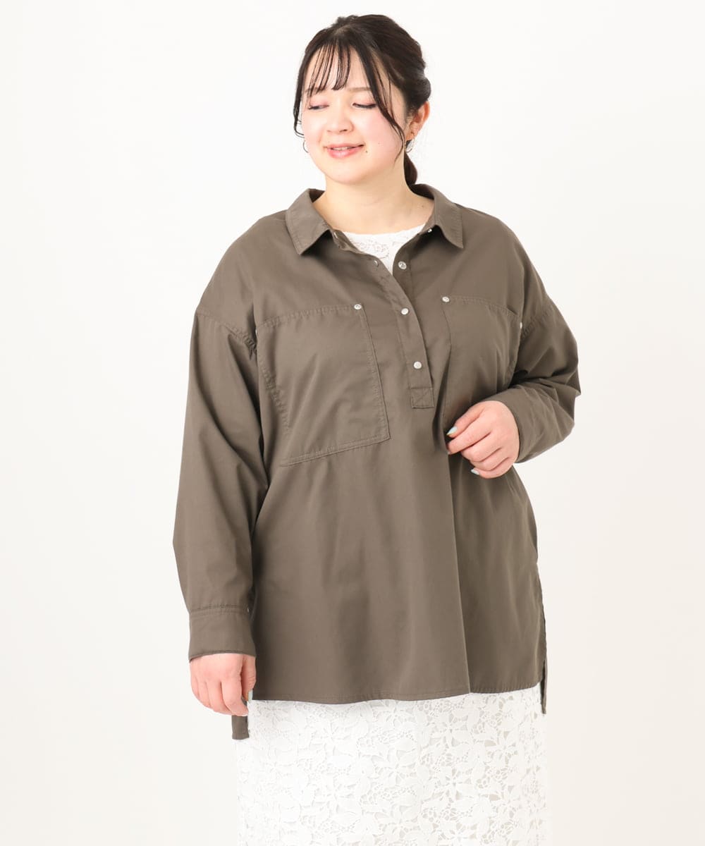 OLBDA11109 eur3(エウルキューブ) 【大きいサイズ】プルオーバーシャツ カーキ(36)