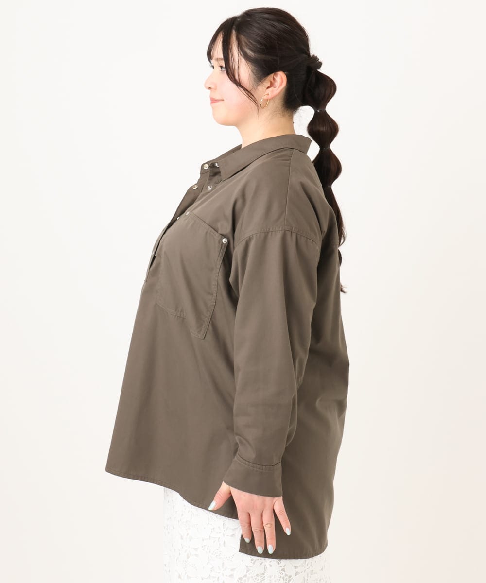 OLBDA11109 eur3(エウルキューブ) 【大きいサイズ】プルオーバーシャツ カーキ(36)