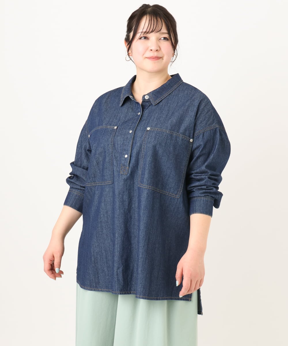 OLBDA11109 eur3(エウルキューブ) 【大きいサイズ】プルオーバーシャツ ネイビー(57)