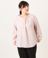 OLBDD04089 eur3(エウルキューブ) 【WEB先行販売】【大きいサイズ/11号サイズあり】ジョーゼットタックブラウス ライトピンク(01)