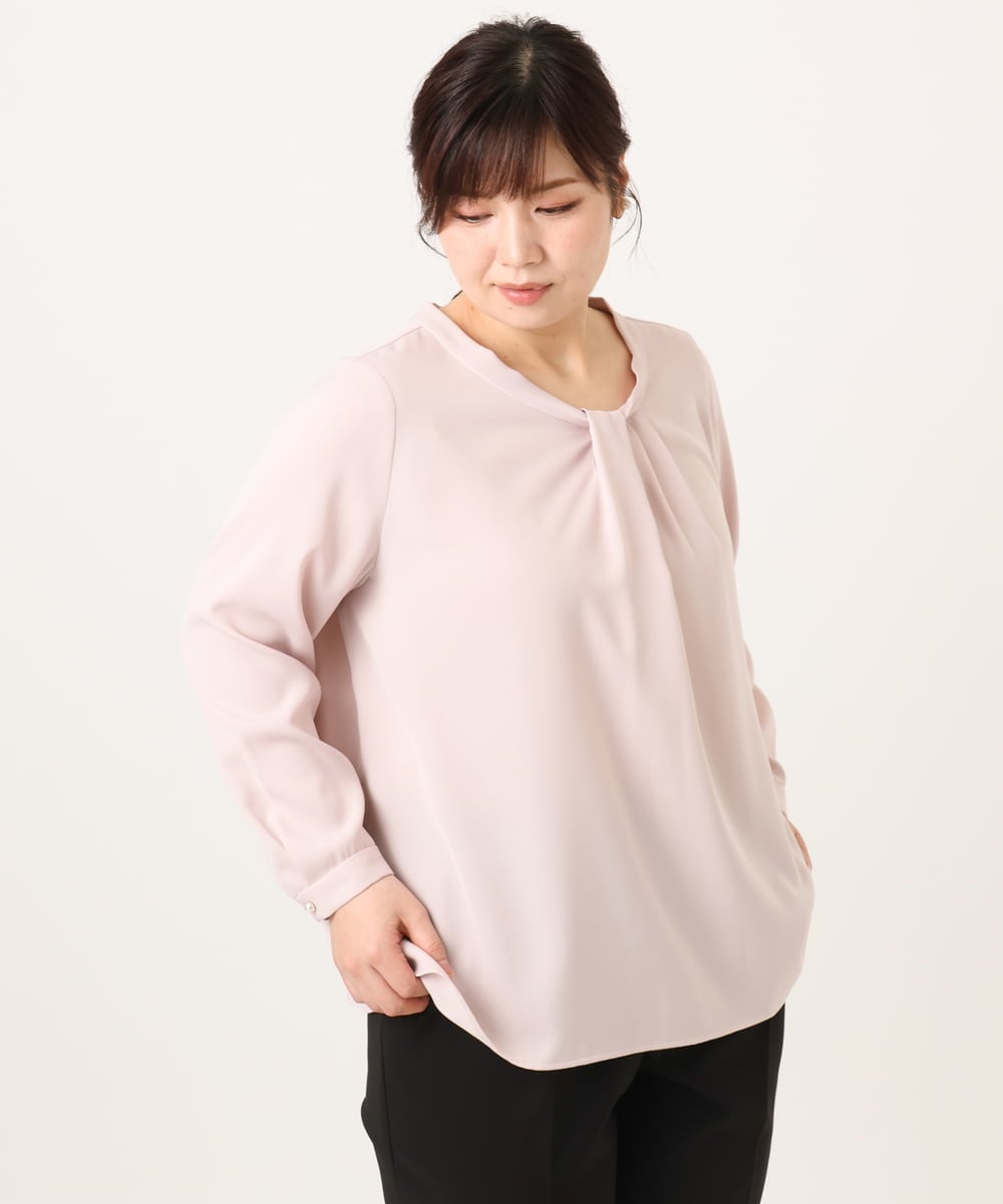 OLBDD04089 eur3(エウルキューブ) 【WEB先行販売】【大きいサイズ/11号サイズあり】ジョーゼットタックブラウス ライトピンク(01)