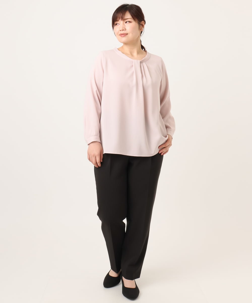OLBDD04089 eur3(エウルキューブ) 【WEB先行販売】【大きいサイズ/11号サイズあり】ジョーゼットタックブラウス ライトピンク(01)