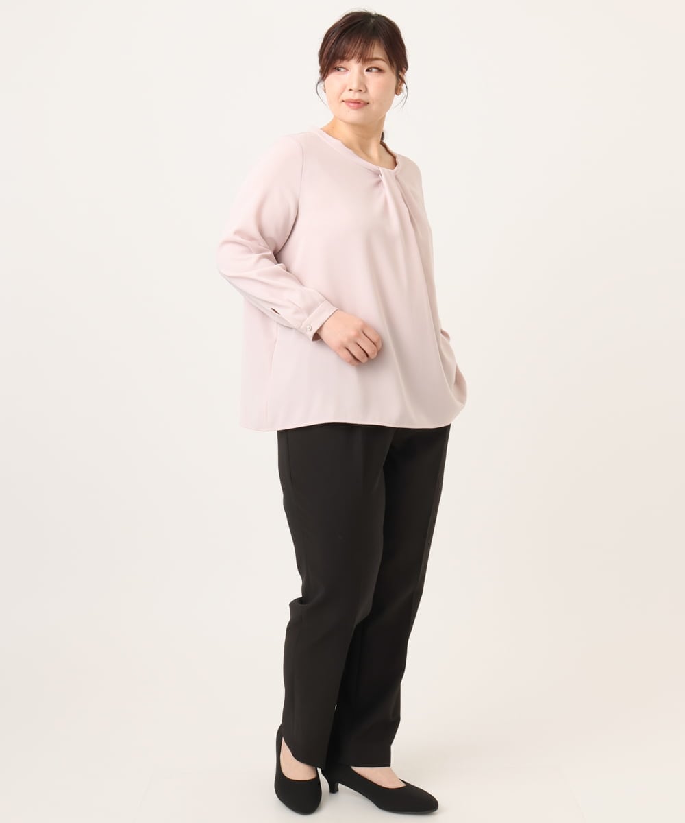 OLBDD04089 eur3(エウルキューブ) 【WEB先行販売】【大きいサイズ/11号サイズあり】ジョーゼットタックブラウス ライトピンク(01)