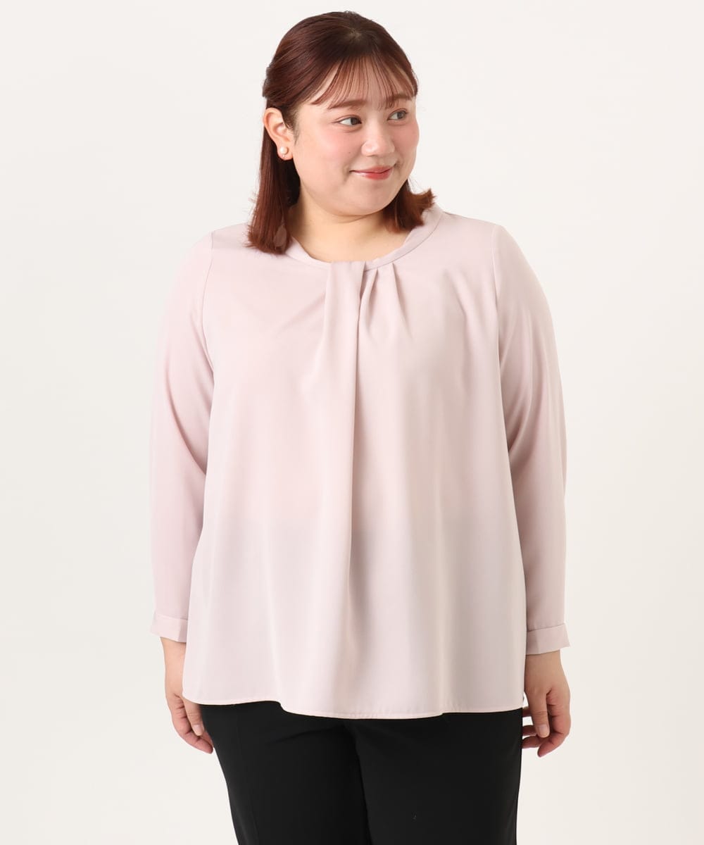 OLBDD04089 eur3(エウルキューブ) 【大きいサイズ/11号サイズあり】ジョーゼットタックブラウス ライトピンク(01)