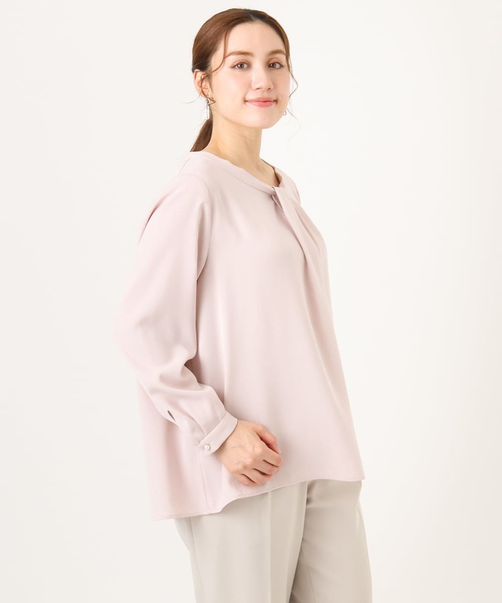 OLBDD04089 eur3(エウルキューブ) 【WEB先行販売】【大きいサイズ/11号サイズあり】ジョーゼットタックブラウス ライトピンク(01)