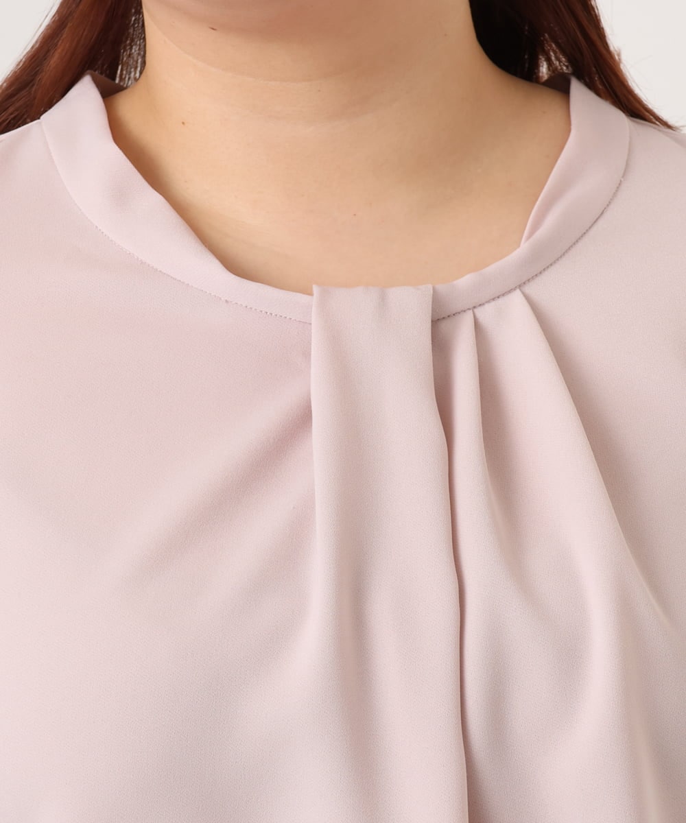 OLBDD04089 eur3(エウルキューブ) 【大きいサイズ/11号サイズあり】ジョーゼットタックブラウス ライトピンク(01)