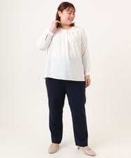 OLBDD04089 eur3(エウルキューブ) 【大きいサイズ/11号サイズあり】ジョーゼットタックブラウス ホワイト(90)