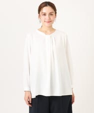 OLBDD04089 eur3(エウルキューブ) 【WEB先行販売】【大きいサイズ/11号サイズあり】ジョーゼットタックブラウス ホワイト(90)