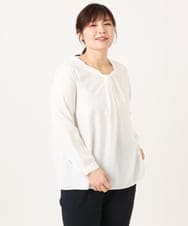 OLBDD04089 eur3(エウルキューブ) 【WEB先行販売】【大きいサイズ/11号サイズあり】ジョーゼットタックブラウス ホワイト(90)