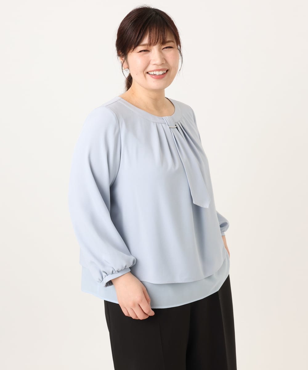 OLBDD05089 eur3(エウルキューブ) 【大きいサイズ/11号サイズあり】マルチWAYブラウス ライトブルー(50)