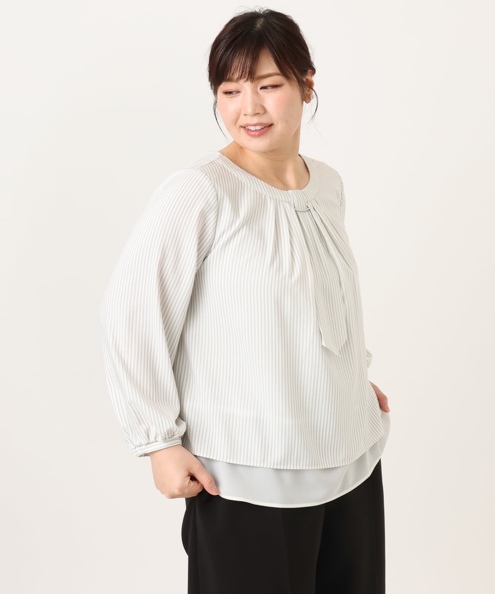 OLBDD05089 eur3(エウルキューブ) 【大きいサイズ/11号サイズあり】マルチWAYブラウス アイボリー(80)