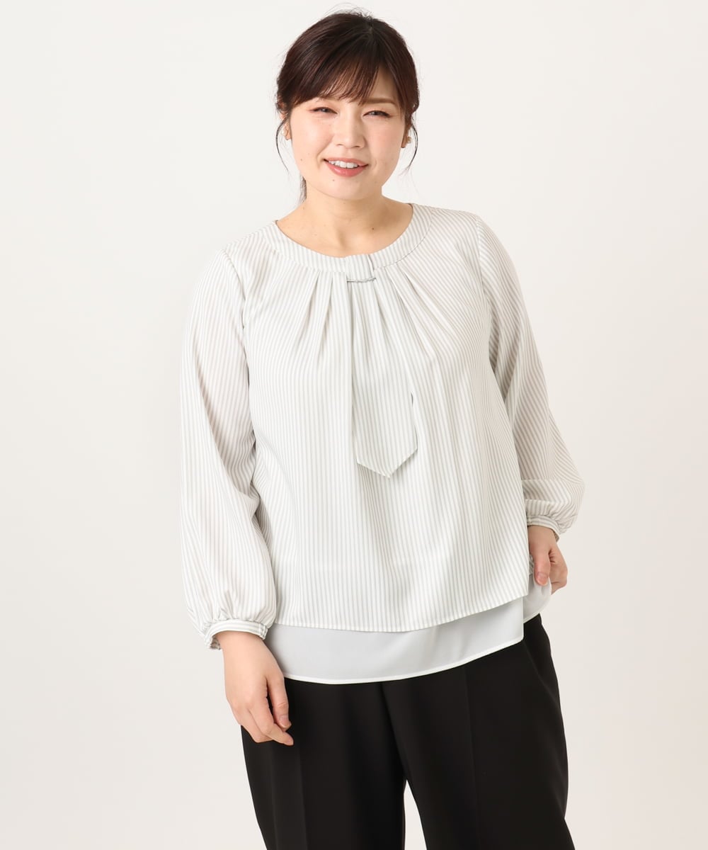 OLBDD05089 eur3(エウルキューブ) 【大きいサイズ/11号サイズあり】マルチWAYブラウス アイボリー(80)