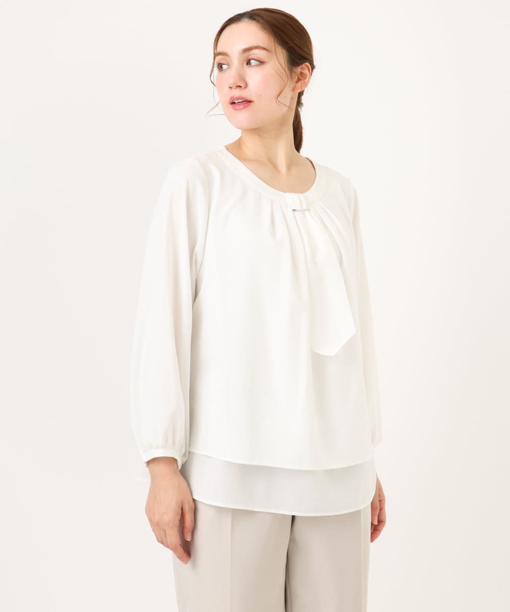 OLBDD05089 eur3(エウルキューブ) 【大きいサイズ/11号サイズあり】マルチWAYブラウス ホワイト(90)