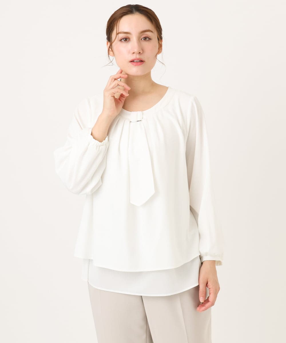 OLBDD05089 eur3(エウルキューブ) 【大きいサイズ/11号サイズあり】マルチWAYブラウス ホワイト(90)