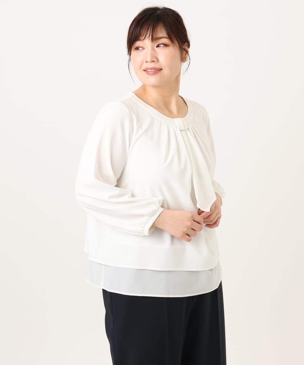 OLBDD05089 eur3(エウルキューブ) 【大きいサイズ/11号サイズあり】マルチWAYブラウス ホワイト(90)