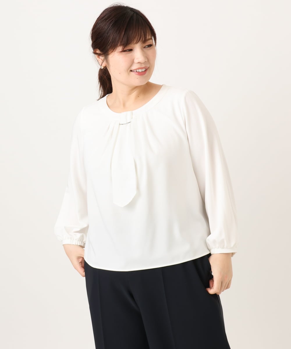 OLBDD05089 eur3(エウルキューブ) 【大きいサイズ/11号サイズあり】マルチWAYブラウス ホワイト(90)