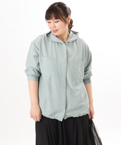 OLBDD07099 eur3 【WEB先行販売】【大きいサイズ】フーディ―ブラウス