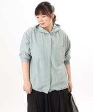 OLBDD07099 eur3(エウルキューブ) 【WEB先行販売】【大きいサイズ】フーディ―ブラウス ライトグリーン