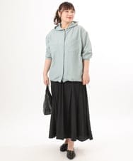 OLBDD07099 eur3(エウルキューブ) 【WEB先行販売】【大きいサイズ】フーディ―ブラウス ライトグリーン