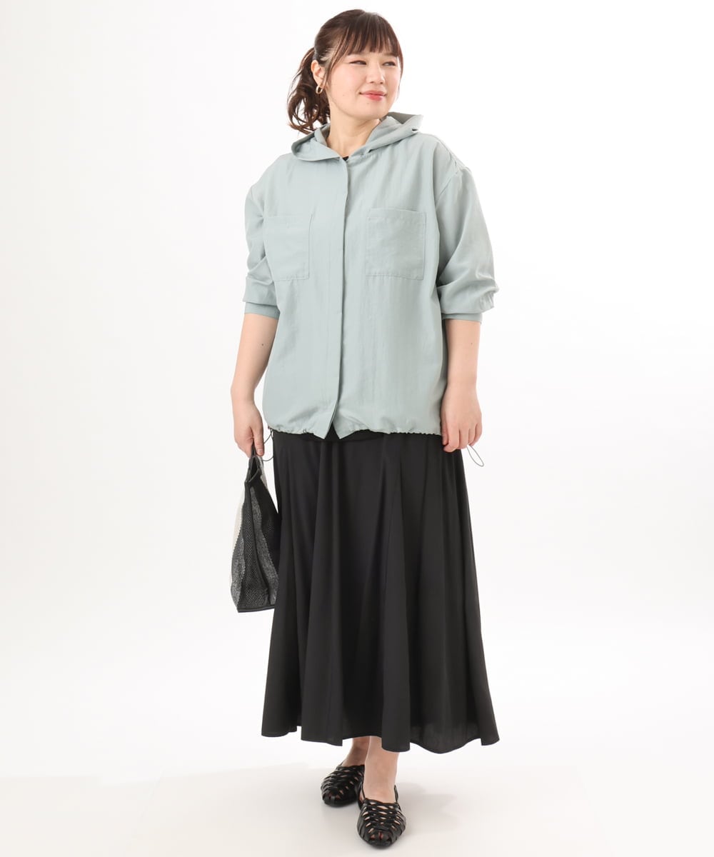 OLBDD07099 eur3(エウルキューブ) 【WEB先行販売】【大きいサイズ】フーディ―ブラウス ライトグリーン