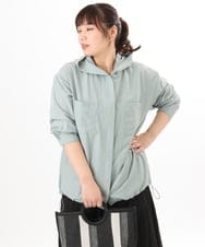 OLBDD07099 eur3(エウルキューブ) 【WEB先行販売】【大きいサイズ】フーディ―ブラウス ライトグリーン