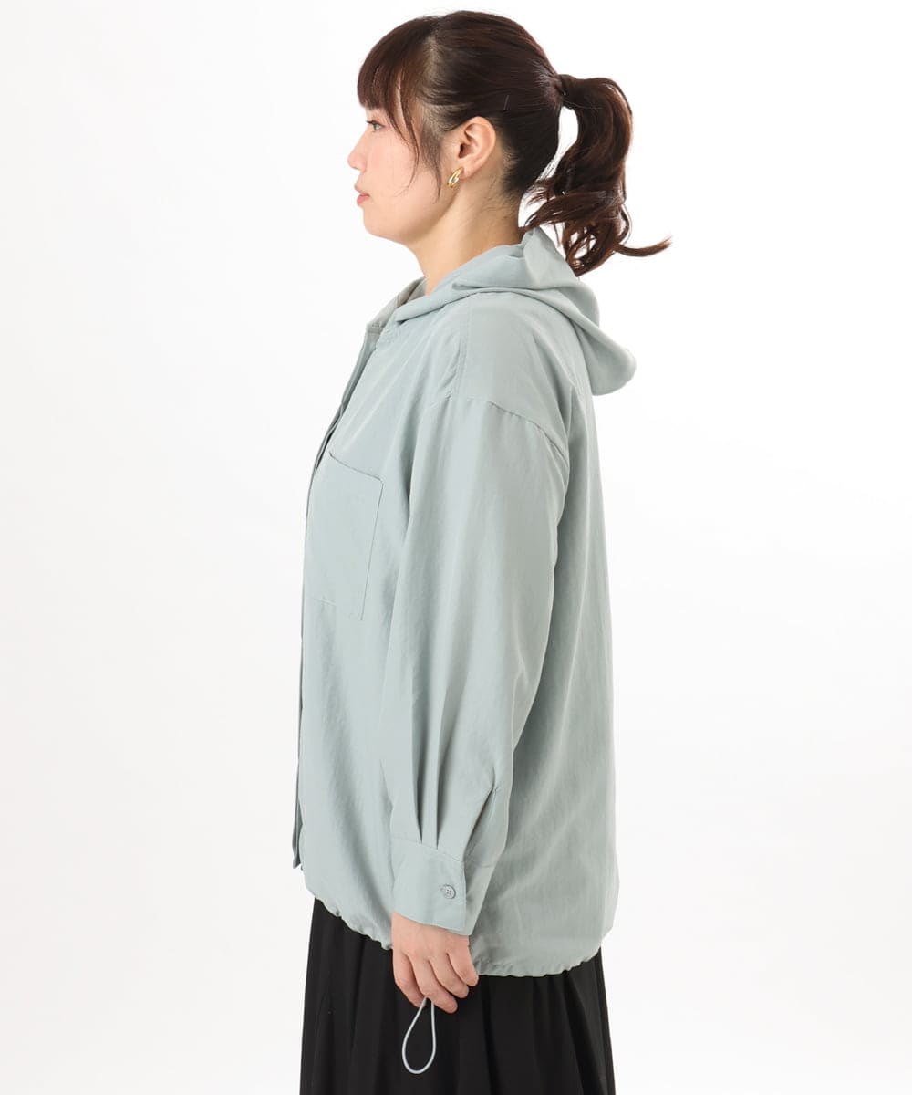 OLBDD07099 eur3(エウルキューブ) 【WEB先行販売】【大きいサイズ】フーディ―ブラウス ライトグリーン