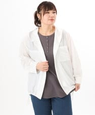 OLBDD07099 eur3(エウルキューブ) 【WEB先行販売】【大きいサイズ】フーディ―ブラウス アイボリー