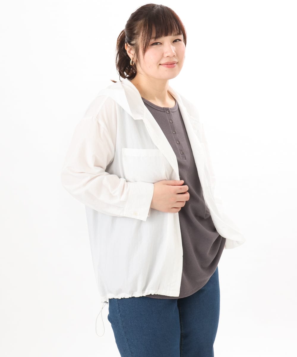 OLBDD07099 eur3(エウルキューブ) 【WEB先行販売】【大きいサイズ】フーディ―ブラウス アイボリー