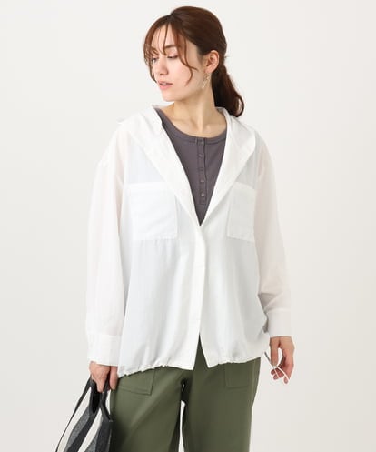 OLBDD07099 eur3 【WEB先行販売】【大きいサイズ】フーディ―ブラウス