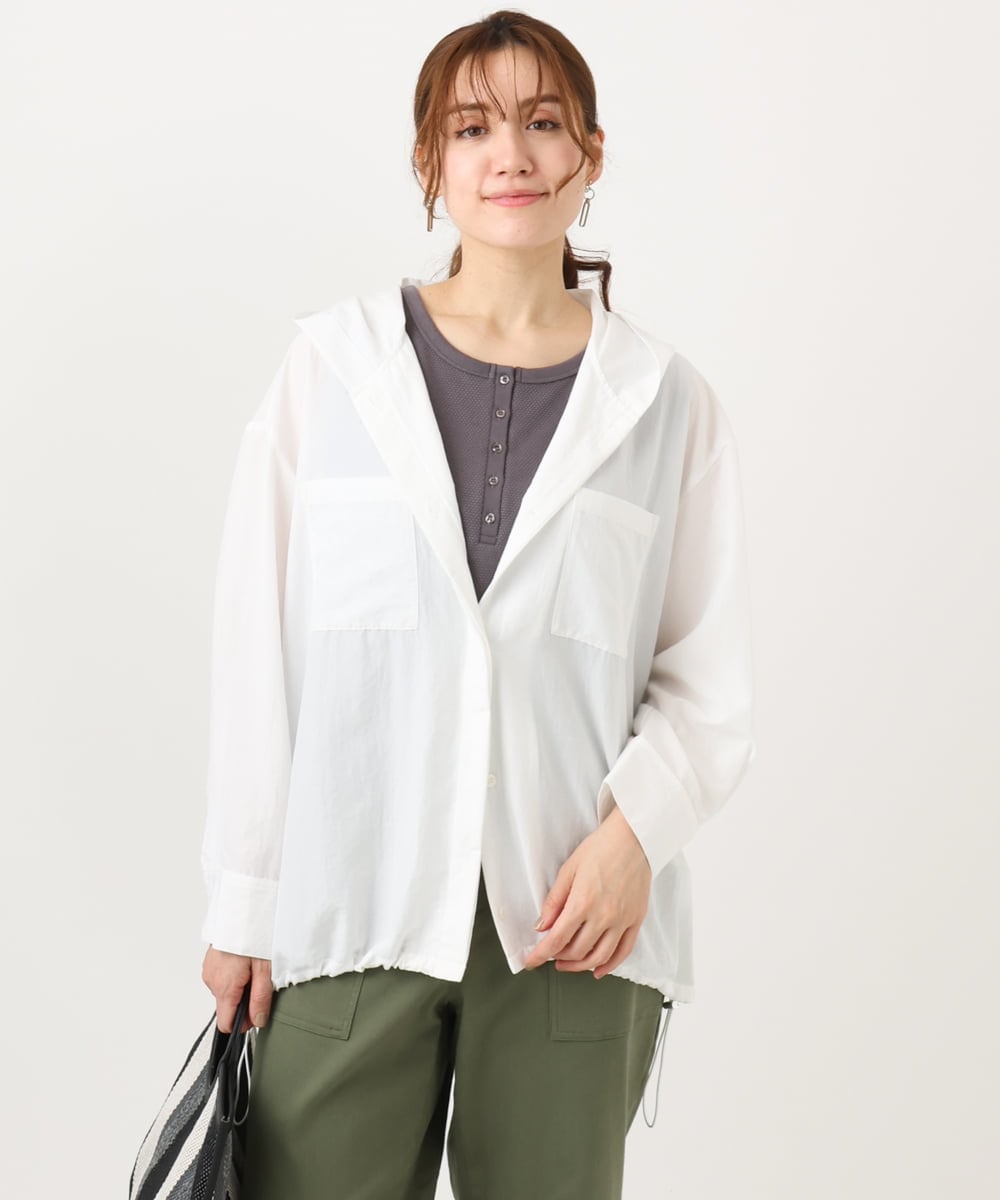 OLBDD07099 eur3(エウルキューブ) 【WEB先行販売】【大きいサイズ】フーディ―ブラウス アイボリー