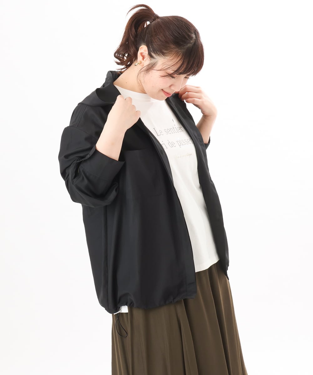 OLBDD07099 eur3(エウルキューブ) 【WEB先行販売】【大きいサイズ】フーディ―ブラウス ブラック