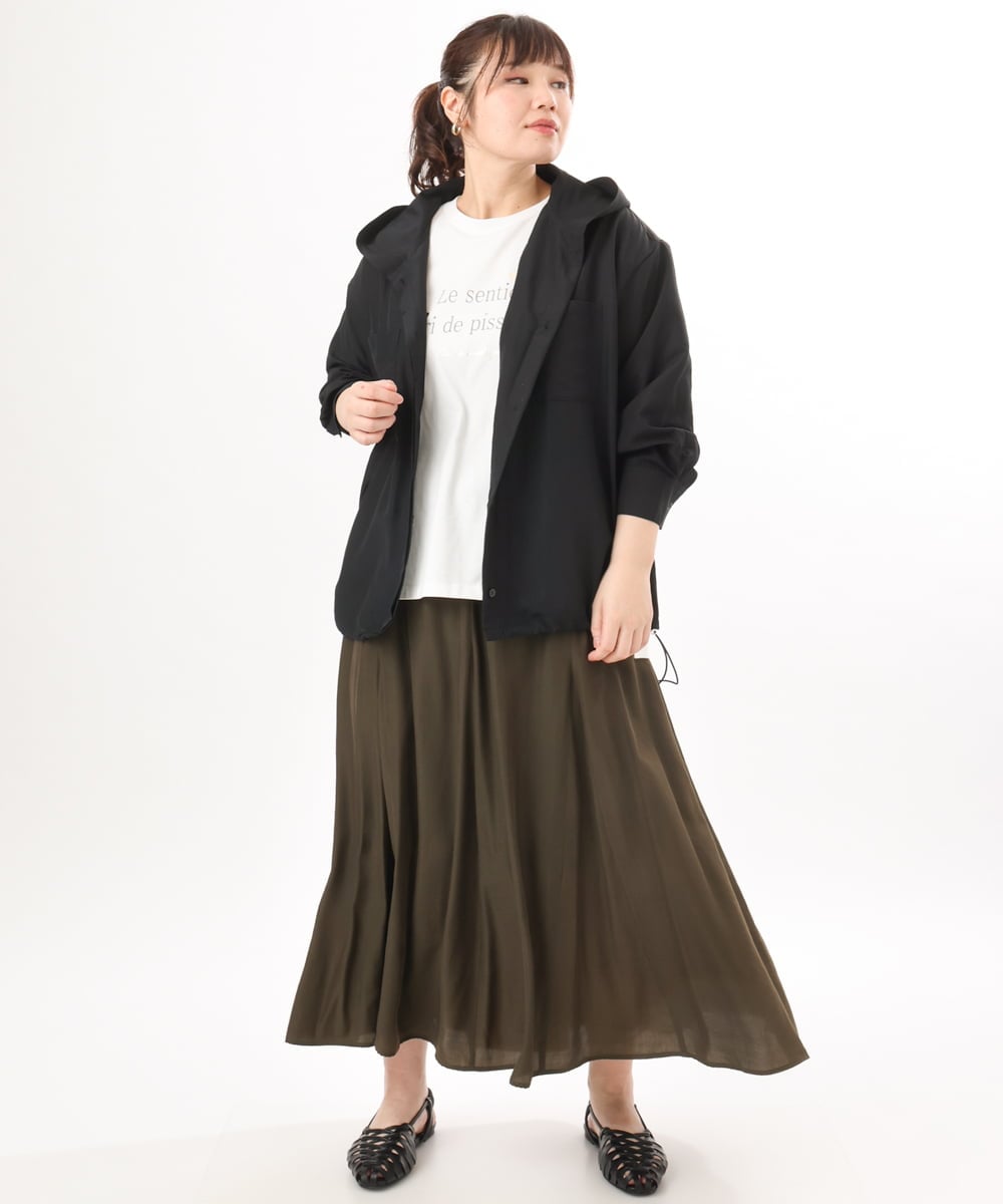 OLBDD07099 eur3(エウルキューブ) 【WEB先行販売】【大きいサイズ】フーディ―ブラウス ブラック