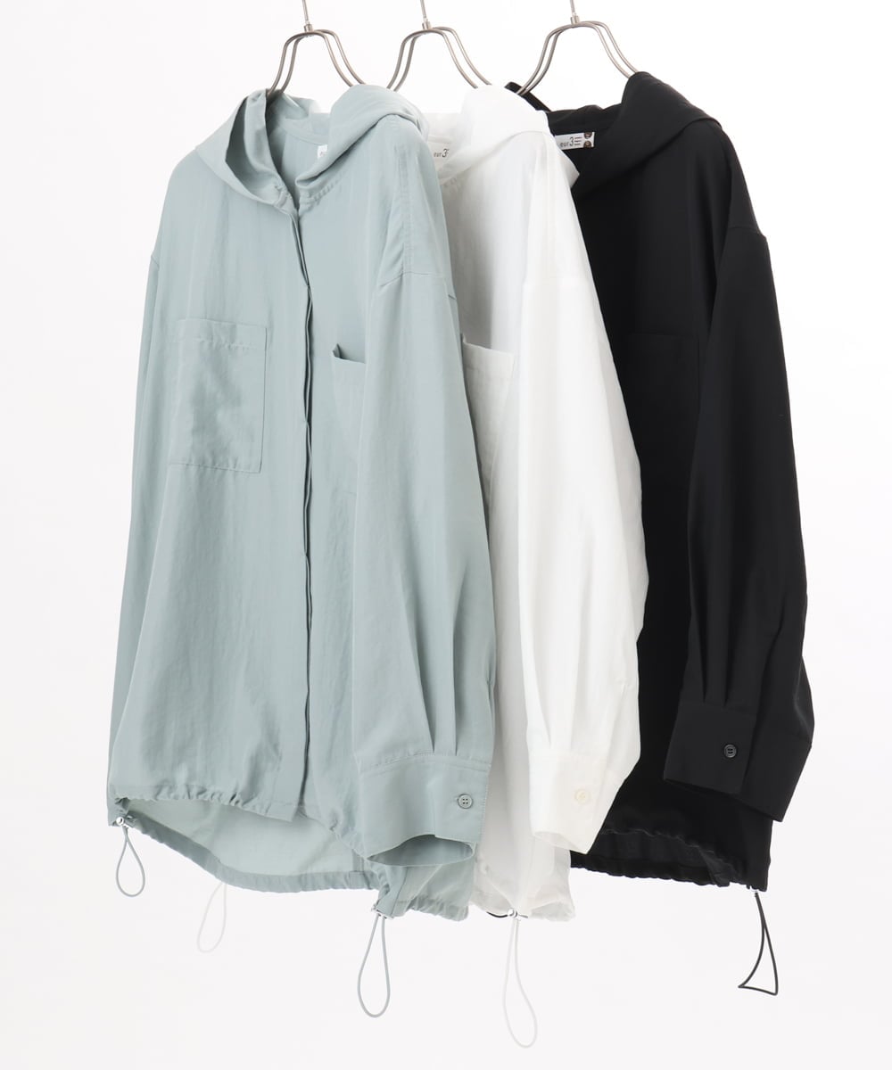 OLBDD07099 eur3(エウルキューブ) 【WEB先行販売】【大きいサイズ】フーディ―ブラウス ブラック