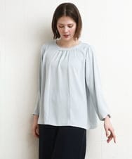 OLBDD09089 eur3(エウルキューブ) 【大きいサイズ/11号サイズあり】パール付きブラウス ライトブルー(50)