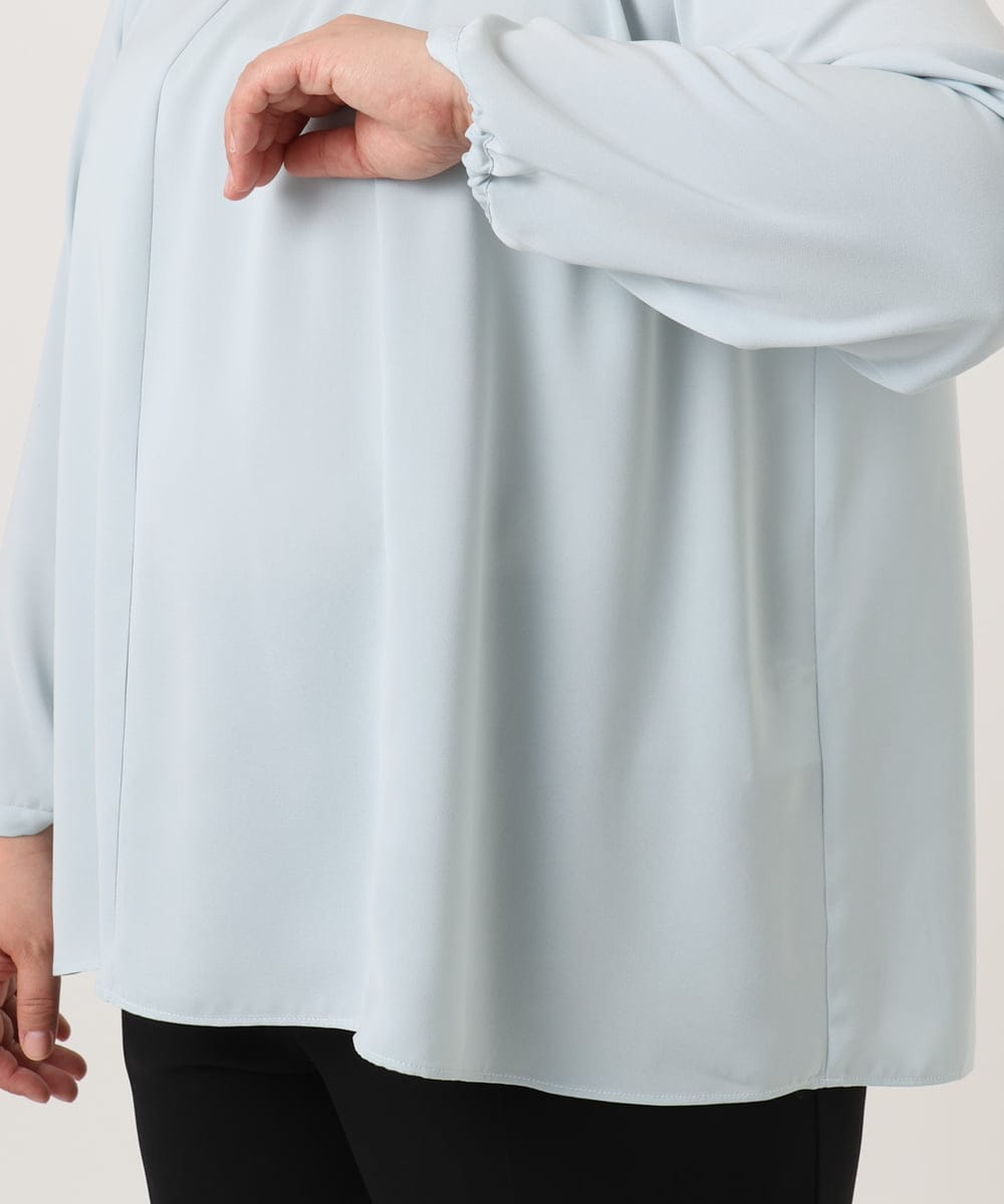 OLBDD09089 eur3(エウルキューブ) 【大きいサイズ/11号サイズあり】パール付きブラウス ライトブルー(50)