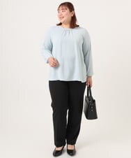 OLBDD09089 eur3(エウルキューブ) 【大きいサイズ/11号サイズあり】パール付きブラウス ライトブルー(50)