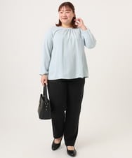 OLBDD09089 eur3(エウルキューブ) 【大きいサイズ/11号サイズあり】パール付きブラウス ライトブルー(50)