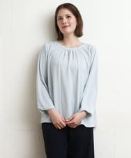 OLBDD09089 eur3(エウルキューブ) 【大きいサイズ/11号サイズあり】パール付きブラウス ライトブルー(50)